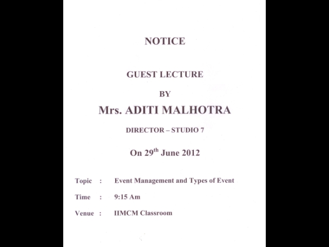 Guest Lecture by Mrs. Aditi Malhotra